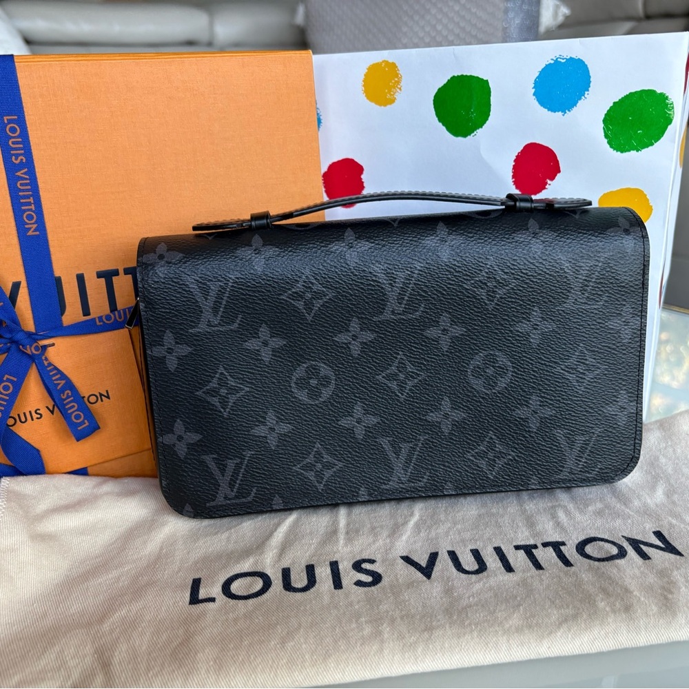 Authentic Louis Vuitton Monogram Eclipse Zippy XL Travel Organizer